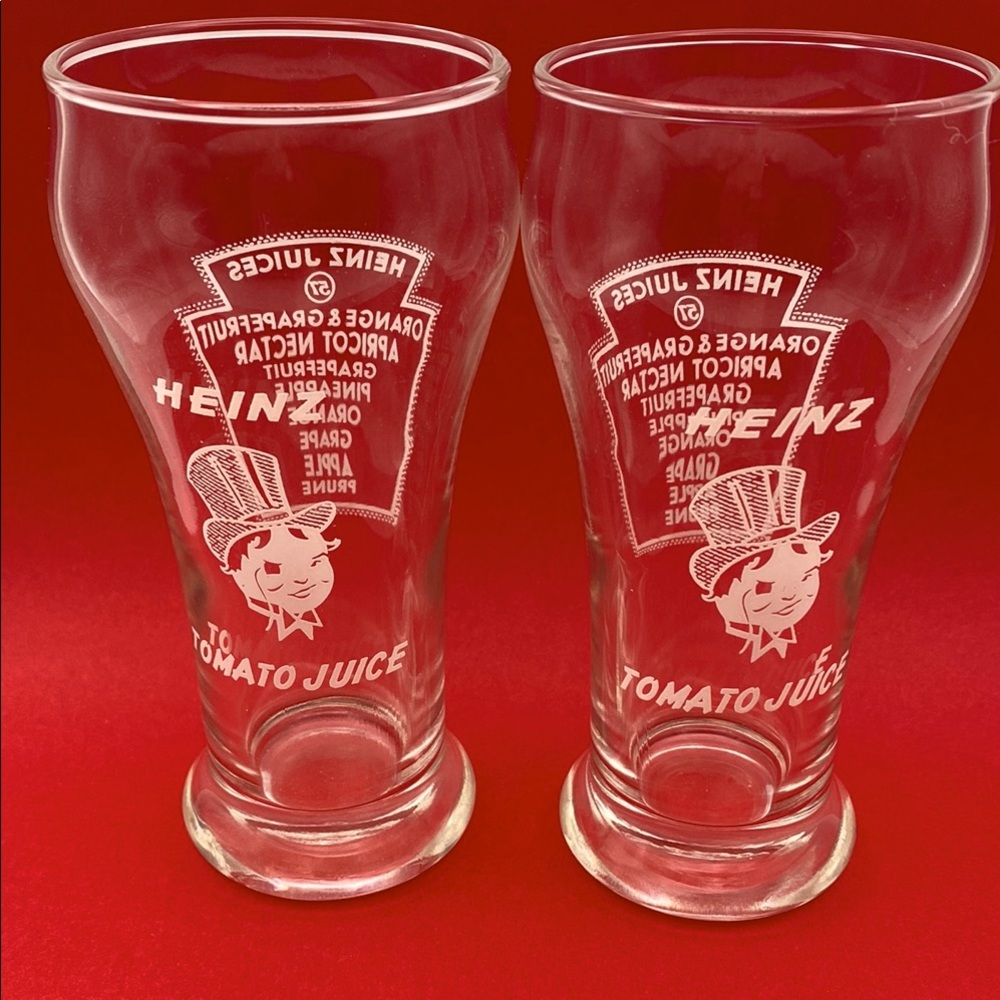 1930’s Vintage Heinz 57 Tomato Juice Glass Feature Aristocrat Monarch Man Design
